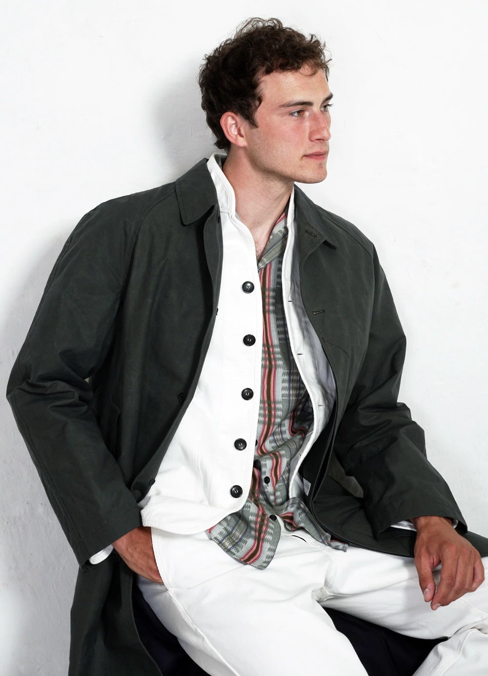 HANSEN GARMENTS MORTEN | Long Windbreaker Coat | Dark Sage 8 HANSEN GARMENTS MORTEN | Long Windbreaker Coat | Dark Sage - Image 8