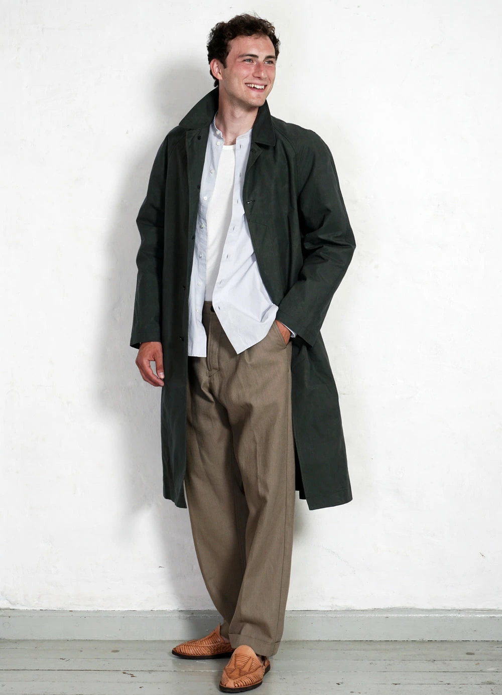 HANSEN GARMENTS MORTEN | Long Windbreaker Coat | Dark Sage 9 HANSEN GARMENTS MORTEN | Long Windbreaker Coat | Dark Sage - Image 9