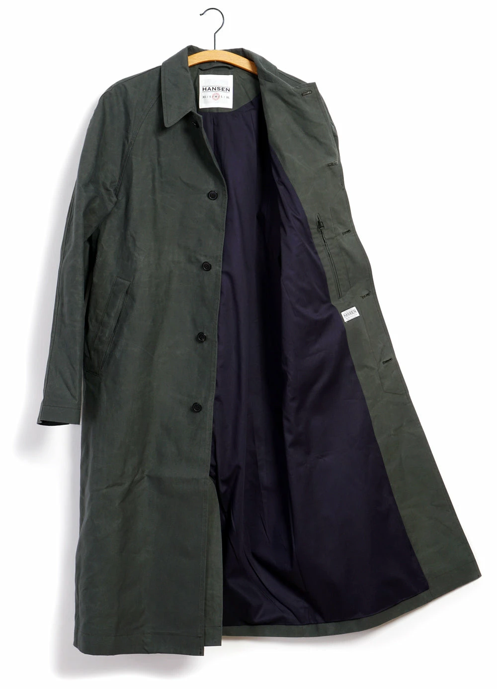 HANSEN GARMENTS MORTEN | Long Windbreaker Coat | Dark Sage 5 HANSEN GARMENTS MORTEN | Long Windbreaker Coat | Dark Sage - Image 5