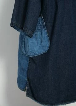 KAPITAL KATMANDU | Short Sleeve Patchwork Shirt | Indigo -Deals Bottoms Store EK 1213 IDG Patchwork KATMANDU Shirt 2022 5