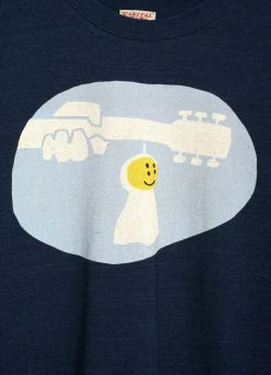 KAPITAL TERU-TERU WOODSTOCK | Crewneck T-shirt | Indigo -Deals Bottoms Store K2206SC144 IDG Jersey Crew T TERU TERU WOODSTOCK 3