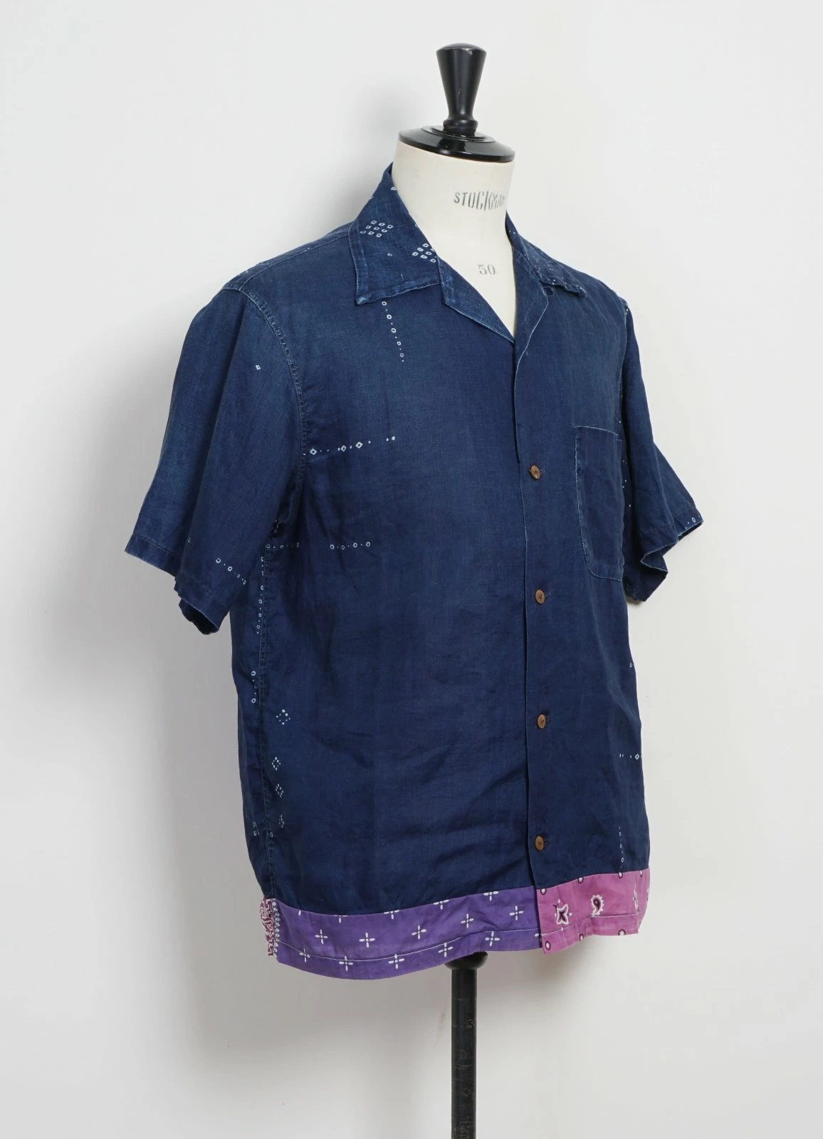 KAPITAL ALOHA SHIRT REMAKE | French Cloth Linen Bandana | Indigo 2 KAPITAL ALOHA SHIRT REMAKE | French Cloth Linen Bandana | Indigo - Image 2