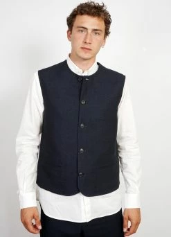 HANSEN GARMENTS BEN | Crewneck Waistcoat | 3-Tone Blue -Deals Bottoms Store ben crewneck waistcoat 3 tone blue 483950