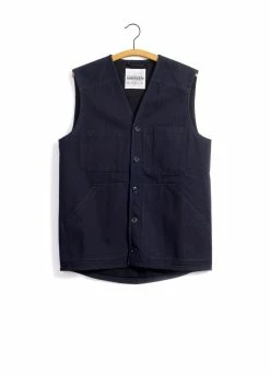 HANSEN GARMENTS BERNT | Wool Lined Work Vest | Black Indigo