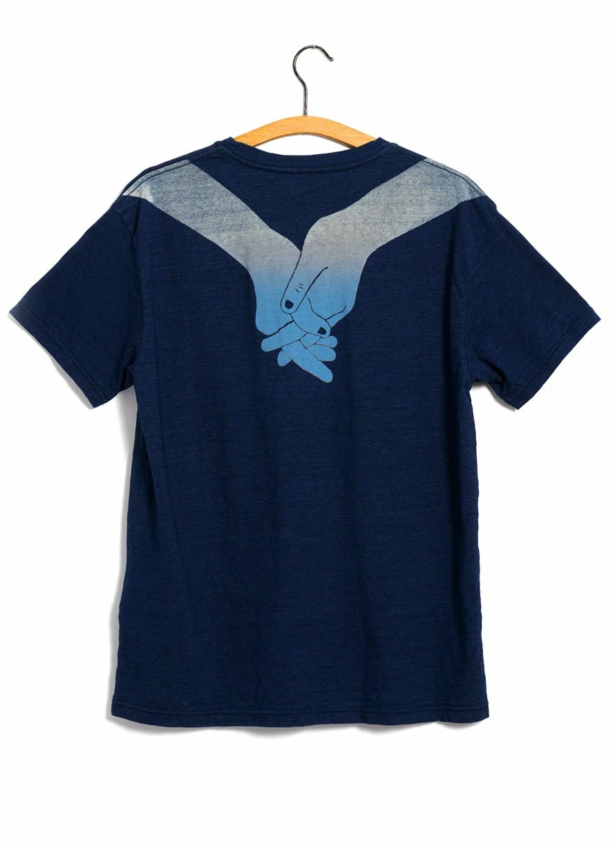 KAPITAL BLUE HANDS | IDG Jersey Crew T | Indigo 2 KAPITAL BLUE HANDS | IDG Jersey Crew T | Indigo - Image 2