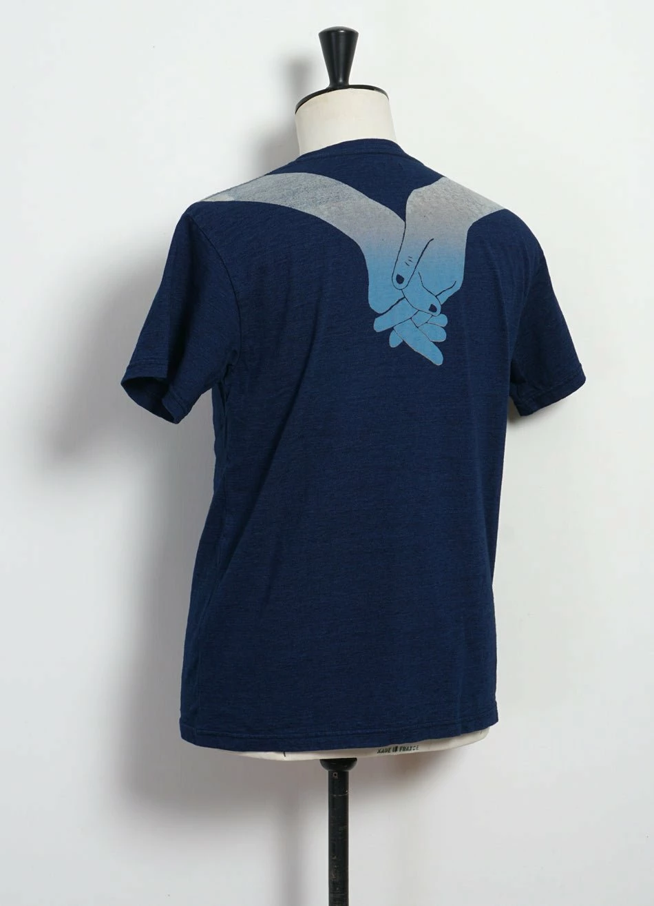 KAPITAL BLUE HANDS | IDG Jersey Crew T | Indigo 5 KAPITAL BLUE HANDS | IDG Jersey Crew T | Indigo - Image 5