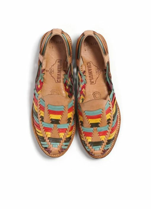 Chamula Cancun Leather Huarache | Slip On Vegetable Tanned Sandals | Multi -Deals Bottoms Store cancun leather huarache slip on vegetable tanned sandals multi chamula 820841
