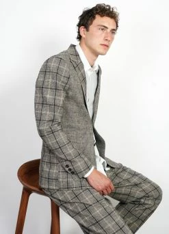 HANSEN GARMENTS CHRISTOFFER | Two Button Blazer | Mixed Check -Deals Bottoms Store christoffer two button blazer mixed check 871346