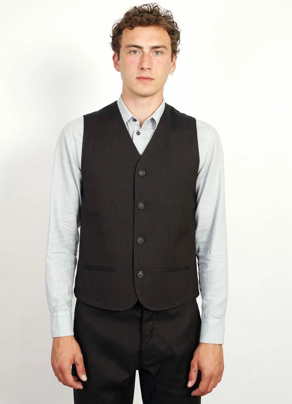 HANSEN GARMENTS DANIEL | Four Button Waistcoat | Coffee Melange 2 HANSEN GARMENTS DANIEL | Four Button Waistcoat | Coffee Melange - Image 2
