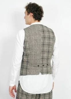 HANSEN GARMENTS DANIEL | Four Button Waistcoat | Mixed Check -Deals Bottoms Store daniel four button waistcoat mixed check 277448