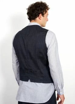 HANSEN GARMENTS DANIEL | Four Button Waistcoat | Navy Melange -Deals Bottoms Store daniel four button waistcoat navy melange 188242