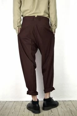 HANSEN GARMENTS EIGIL | Wide Fit Trousers | Dark Rust -Deals Bottoms Store eigil wide fit trousers dark rust 185 668759