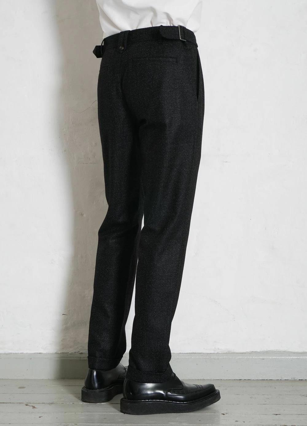 HANSEN GARMENTS FINN | Side Buckle Regular Trousers | Black Marble 3 HANSEN GARMENTS FINN | Side Buckle Regular Trousers | Black Marble - Image 3