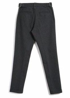 HANSEN GARMENTS FINN | Side Buckle Regular Trousers | Grey Pin -Deals Bottoms Store finn side buckle regular trousers grey pin hansen garments 213145