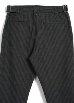 HANSEN GARMENTS FINN | Side Buckle Regular Trousers | Grey Pin -Deals Bottoms Store finn side buckle regular trousers grey pin hansen garments 287437