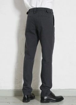 HANSEN GARMENTS FINN | Side Buckle Regular Trousers | Grey Pin -Deals Bottoms Store finn side buckle regular trousers grey pin hansen garments 417185