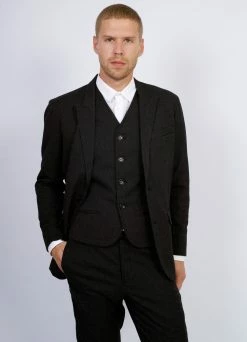 HANSEN GARMENTS FREDE | Pointed Lapel 2-Button Blazer | Slate -Deals Bottoms Store frede pointed lapel 2 button blazer slate 430 456142