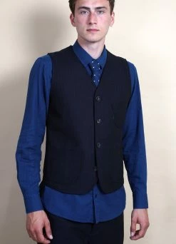 HANSEN GARMENTS HARALD | Casual Waistcoat | Indigo -Deals Bottoms Store harald casual waistcoat indigo hansen garments 431354
