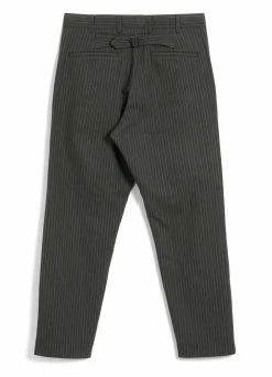 HANSEN GARMENTS KIAN | Cinch Back Wide Trousers | Khaki Pin -Deals Bottoms Store kian cinch back wide trousers khaki pin hansen garments 328350