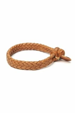 Chamula Leather Bracelet | Wide Flat Weave | Tan 1