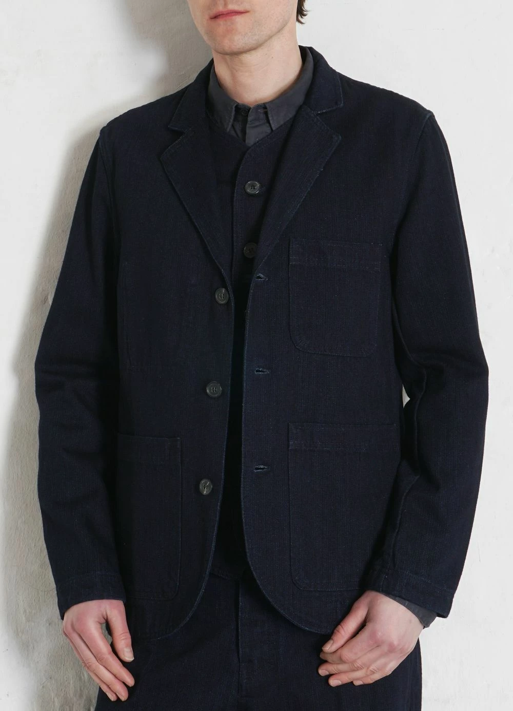 HANSEN GARMENTS NICOLAI | Informal 3-button Blazer | Black Indigo 3 HANSEN GARMENTS NICOLAI | Informal 3-button Blazer | Black Indigo - Image 3