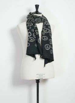 KAPITAL PEACE | Compressed Wool Scarf | Black -Deals Bottoms Store peace compressed wool scarf black kapital 412063