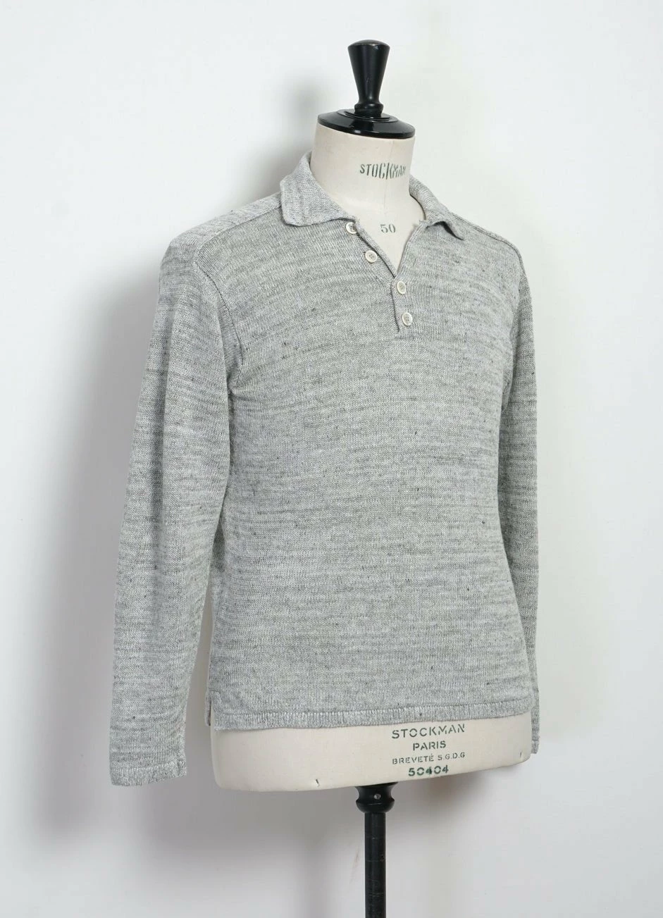 INIS MEÁIN POLO SHIRT | Linen Long-Sleeved Polo Knit | Papyrus 3 INIS MEÁIN POLO SHIRT | Linen Long-Sleeved Polo Knit | Papyrus - Image 3