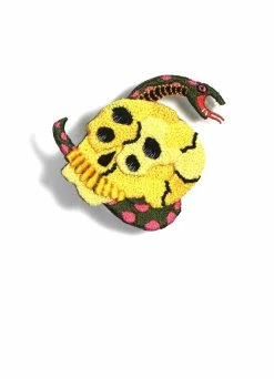 KAPITAL RAIN SKULL | 3D Embroidered Pin Badge | Yellow