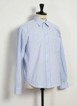 HANSEN GARMENTS RAYMOND | Relaxed Classic Shirt | Big Blue Stripes -Deals Bottoms Store raymond relaxed classic shirt big blue stripes hansen garments 158513