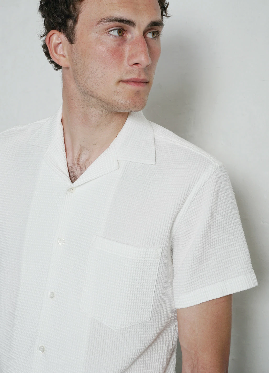 HANSEN GARMENTS JONNY | Short Sleeve Shirt | Waffle White 2 HANSEN GARMENTS JONNY | Short Sleeve Shirt | Waffle White - Image 2