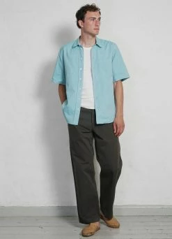 HANSEN GARMENTS REIDAR | Loose Fit Short Sleeve Shirt | Miami Green 7 HANSEN GARMENTS REIDAR | Loose Fit Short Sleeve Shirt | Miami Green -Deals Bottoms Store ss23 reidar miami green keld dark moss 3