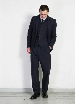 HANSEN GARMENTS SUNE | Pleated Wide Cut Trousers | Blue Pin -Deals Bottoms Store sune pleated wide cut trousers blue pin hansen garments 914776