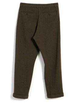 HANSEN GARMENTS SUNE | Pleated Wide Cut Trousers | Brown Herringbone -Deals Bottoms Store sune pleated wide cut trousers brown herringbone hansen garments 199087