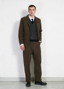 HANSEN GARMENTS SUNE | Pleated Wide Cut Trousers | Brown Herringbone -Deals Bottoms Store sune pleated wide cut trousers brown herringbone hansen garments 210428