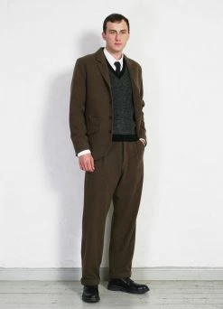 HANSEN GARMENTS SUNE | Pleated Wide Cut Trousers | Brown Herringbone -Deals Bottoms Store sune pleated wide cut trousers brown herringbone hansen garments 232436