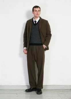 HANSEN GARMENTS SUNE | Pleated Wide Cut Trousers | Brown Herringbone -Deals Bottoms Store sune pleated wide cut trousers brown herringbone hansen garments 255264