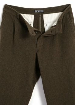 HANSEN GARMENTS SUNE | Pleated Wide Cut Trousers | Brown Herringbone -Deals Bottoms Store sune pleated wide cut trousers brown herringbone hansen garments 820453