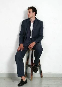 HANSEN GARMENTS SUNE | Pleated Wide Cut Trousers | Dark Blue -Deals Bottoms Store sune pleated wide cut trousers dark blue hansen garments 422763