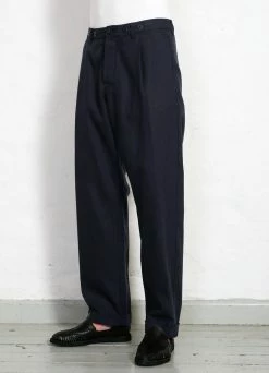 HANSEN GARMENTS SUNE | Pleated Wide Cut Trousers | Dark Blue -Deals Bottoms Store sune pleated wide cut trousers dark blue hansen garments 841138