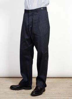 HANSEN GARMENTS SUNE | Pleated Wide Cut Trousers | Navy Melange -Deals Bottoms Store sune pleated wide cut trousers navy melange 778075