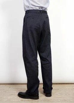 HANSEN GARMENTS SUNE | Pleated Wide Cut Trousers | Navy Melange -Deals Bottoms Store sune pleated wide cut trousers navy melange 859439