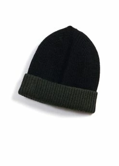 HANSEN GARMENTS TORE | Block Colour Beanie | Black/Pinetree