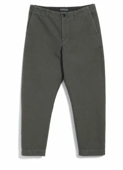 HANSEN GARMENTS TRYGVE | Wide Cut Cropped Trousers | Green Grey