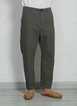 Deals Bottoms Store -Deals Bottoms Store trygve wide cut cropped trousers green grey hansen garments 576822