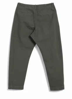 HANSEN GARMENTS TRYGVE | Wide Cut Cropped Trousers | Green Grey -Deals Bottoms Store trygve wide cut cropped trousers green grey hansen garments 893008