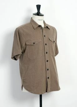 HANSEN GARMENTS VILLY | Short Sleeve Shirt | Khaki Sashiko -Deals Bottoms Store villy short sleeve shirt khaki sashiko hansen garments 824590