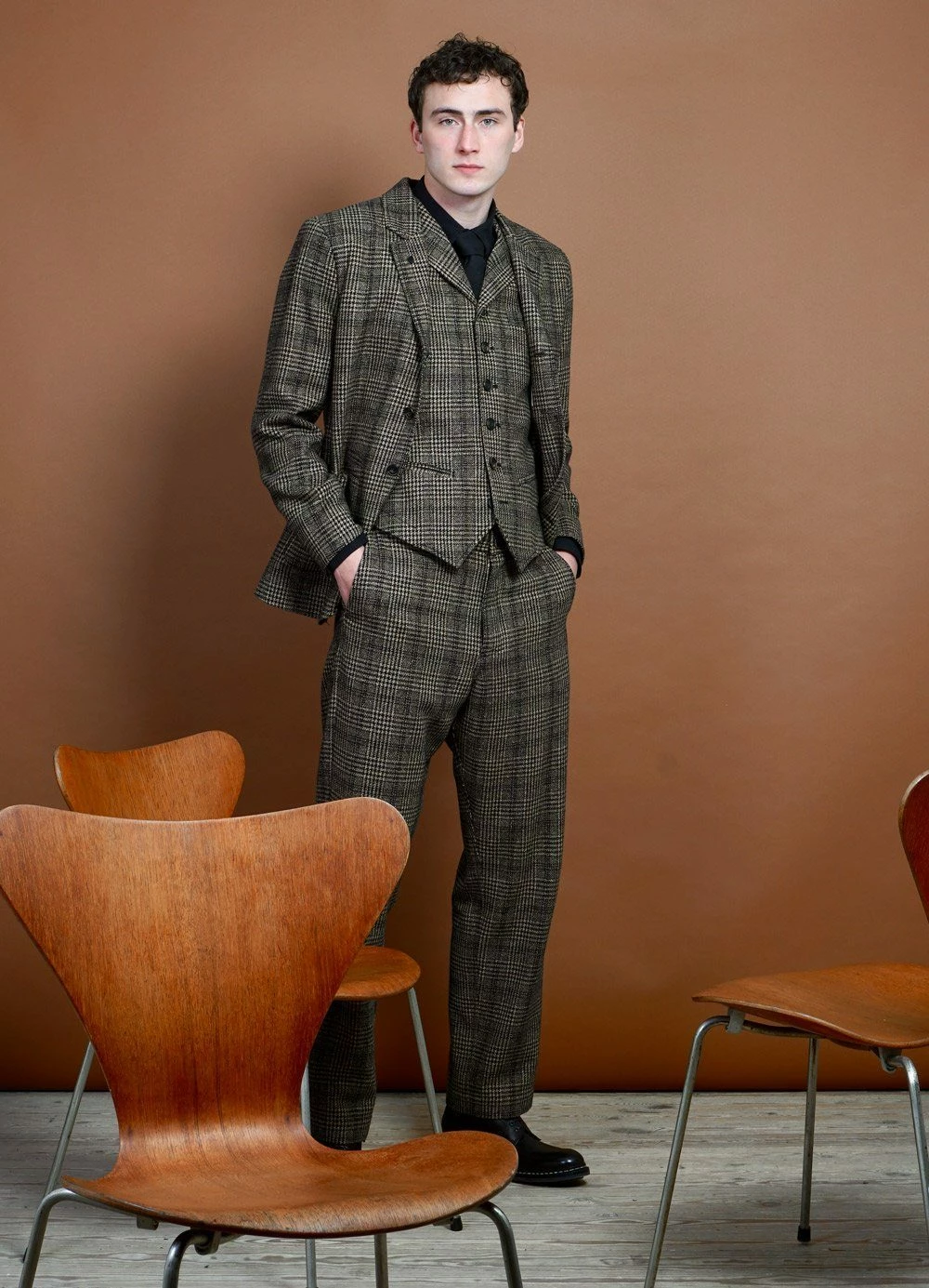 HANSEN GARMENTS WILLIAM | Lapel Waistcoat | Checkered 3 HANSEN GARMENTS WILLIAM | Lapel Waistcoat | Checkered - Image 3