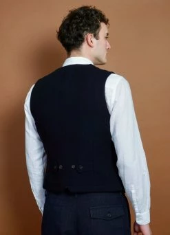 HANSEN GARMENTS WILLIAM | Lapel Waistcoat | Deep Indigo -Deals Bottoms Store william lapel waistcoat deep indigo hansen garments 659280
