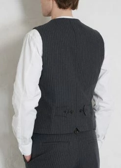 HANSEN GARMENTS WILLIAM | Lapel Waistcoat | Grey Pin -Deals Bottoms Store william lapel waistcoat grey pin hansen garments 301380